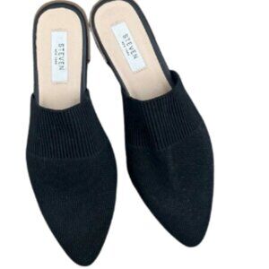STEVEN NEW YORK WOMEN'S BLACK STRETCHY VALDEZ KNIT MULES SIZE 8